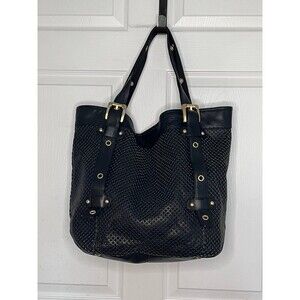 Steven by Steve Madden Black Leather Shoulder Bag Purse Tote Handbag